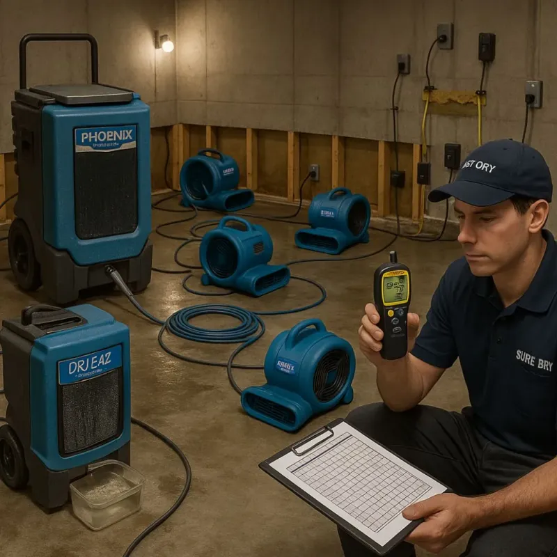 Structural Drying and Dehumidification process in Cache, OK